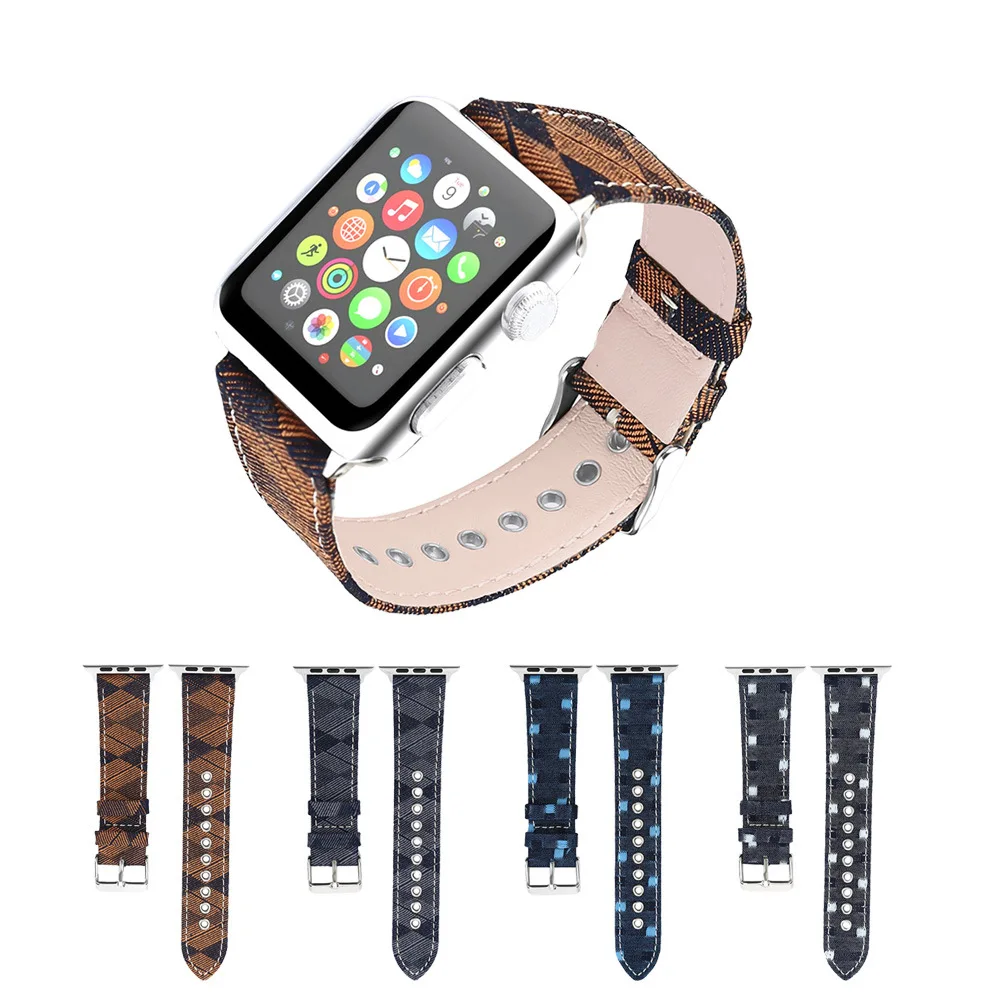 

New Fabric Leather Lattice Texture Buckle Strap For Apple Watch Series 2 3 4 38mm 42mm Watchband For Apple Iwatch Band 40mm 44mm