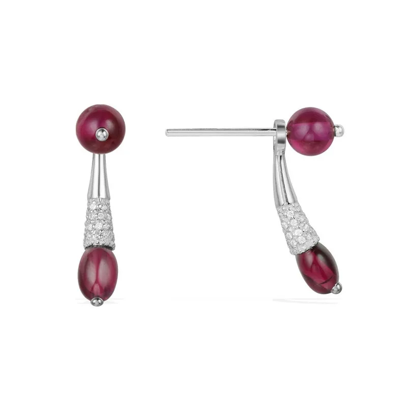 SLJELY Роскошные брендовые 925 пробы серебряные серьги-гвоздики с кубическим цирконием с красным с сине-зеленым камнем для женщин модные ювелирные изделия