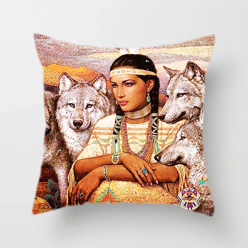 Льняной или чехол для подушки из полиэстера с религиозным рисунком Фараона для мужчин и женщин - Цвет: Polyester-01