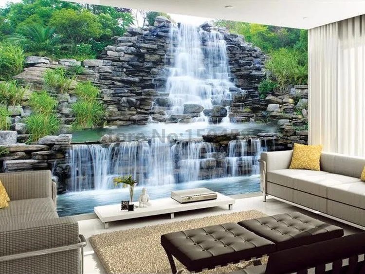 Китайский стиль Rockery водопад природа пейзаж фото обои Гостиная ТВ диван фон стены домашний Декор 3D Настенные обои