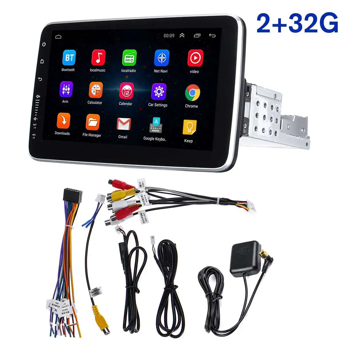 Flash Deal 10.2 Car Multimedia Player 8 Core 1Din Stereo 2+32G for Android 8.0 with 360 Degree Rotatable Screen GPS WiFi Radio Player 1
