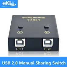 EKL, 2 порта, 4 порта, USB 2,0, хаб, ручной коммутатор, 2 в 2, переключатель клавиатуры и мыши, общий доступ к принтеру для вычислений