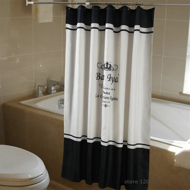 Polyester Shower Curtain Crown Printed Waterproof mould proof Bathroom