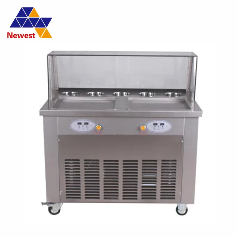 

Double round pan with 5 tanks fry ice cream machine roll ice cream machine fried ice cream rolled machine