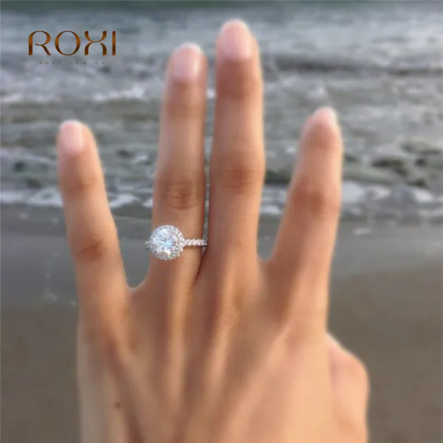 Fashion Silver Rose Gold Rings for Women Round Cut Clear CZ Zirconia Crystal Rhinestones Wedding Bridal Ring Jewelry 2018 Z4