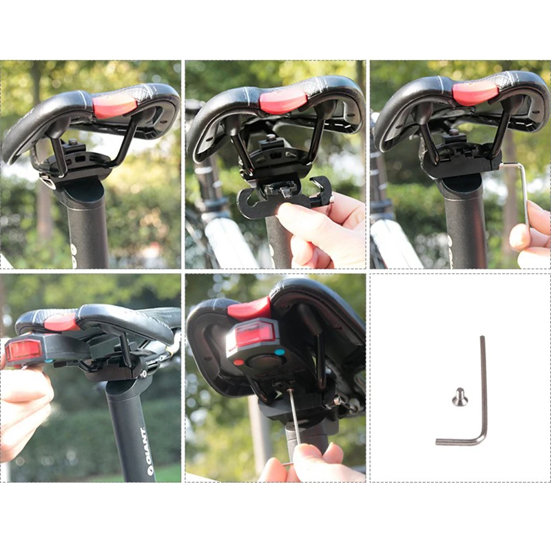 Top Bicycle Rear Light + Anti-theft Alarm USB Charge Wireless Remote Control LED Tail Lamp Bike Finder Horn Siren Warning A3 4