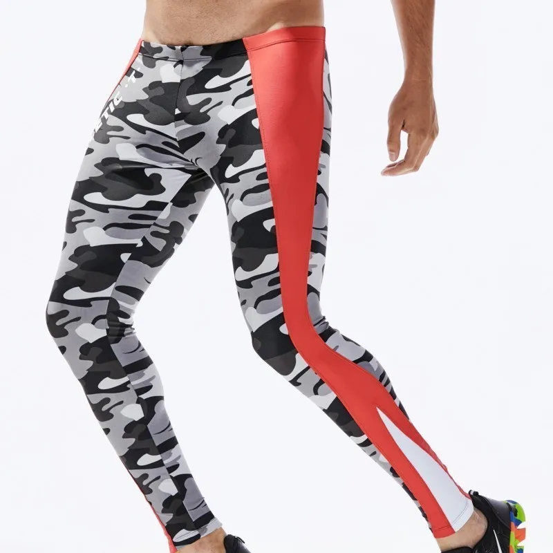 Камуфляжные колготки для бега, мужские компрессионные штаны, мужские леггинсы, спортивные тренировочные Леггинсы для йоги, спортивные облегающие брюки для мужчин - Цвет: Gray