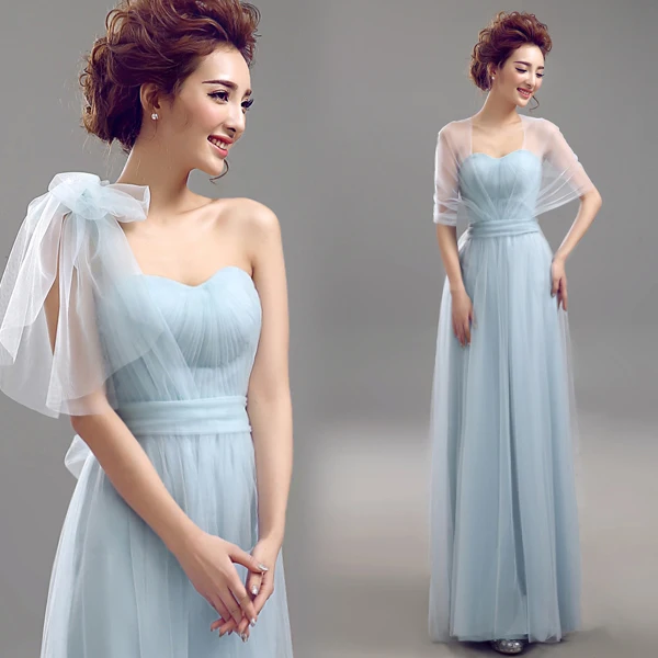 2017 New Bridesmaid Dresses Blue Chiffon Sweetheart With A Shawl 2017 New Bridesmaid Dresses Blue Chiffon Sweetheart With A Shawl Long Prom Dress Plus Size Party Formal Vestido De Novia In From