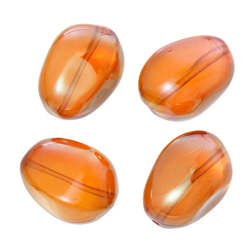 DoreenBeads Glass Loose Beads Teardrop Orange-red Transparent About 23.0mm( 7/8&quot) x 19.0mm( 6/8&quot) Hole: Approx 1.0mm 1 Piece |