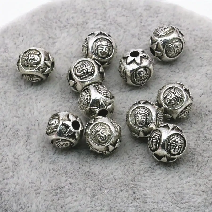 

5PCS Carved Flowers Lucky DIY Finding Loose Copper Round Beads Ball Jewelry Making Design Metal Gifts Crafts Accessory 10mm