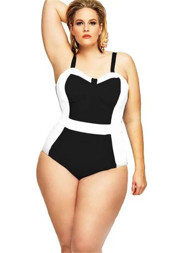 One Pieces Swimsuit Plus Size XL XXL XXXL Swimwear Monokini For Women Black White Patchwork Big Size Push Up Bathing Suit One Pieces Swimsuit Plus Size XL XXL XXXL Swimwear Monokini For Women Black White Patchwork Big Size Push Up Bathing Suit
