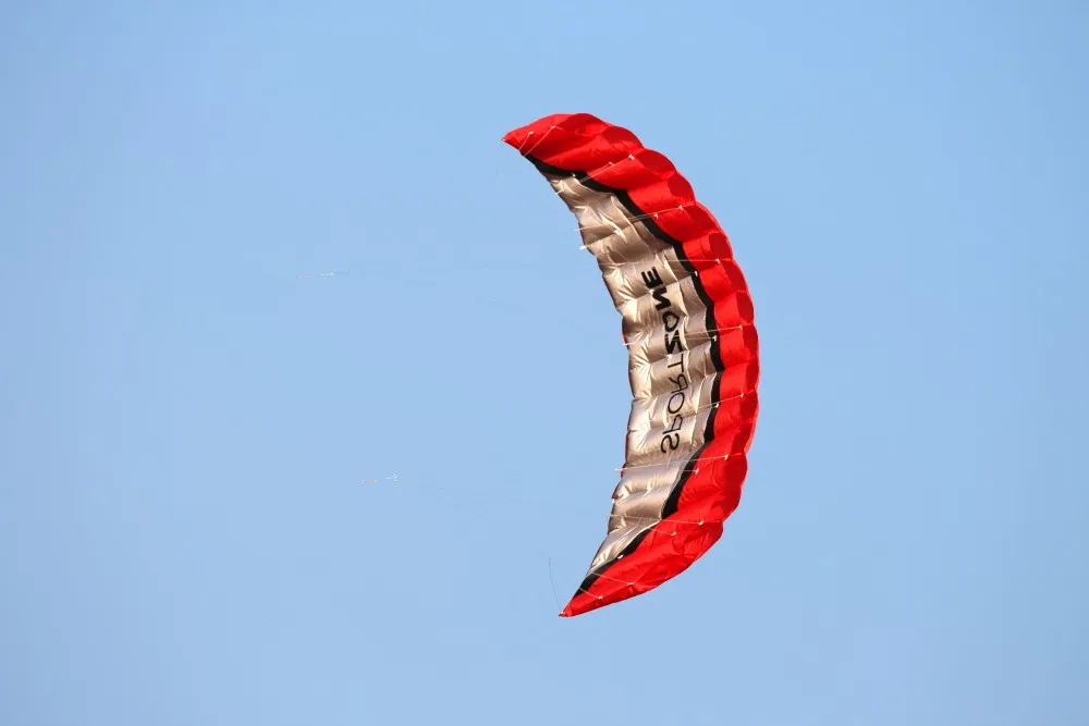 High Quality 2.5m Red Dual Line Parafoil Kite WithFlying Tools Power Braid Sailing Kitesurf Rainbow Sports Beach