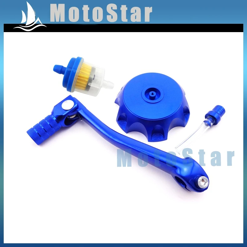 Синий складной 11 мм рычаг переключения передач+ крышка газового топливного бака+ топливный фильтр для китайского мотоцикла 50cc-160cc