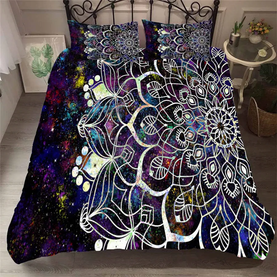 

HELENGILI 3D Bedding Set Starry Sky Mandala Print Duvet Cover Set Bedclothes with Pillowcase Bed Set Home Textiles #MTL-03