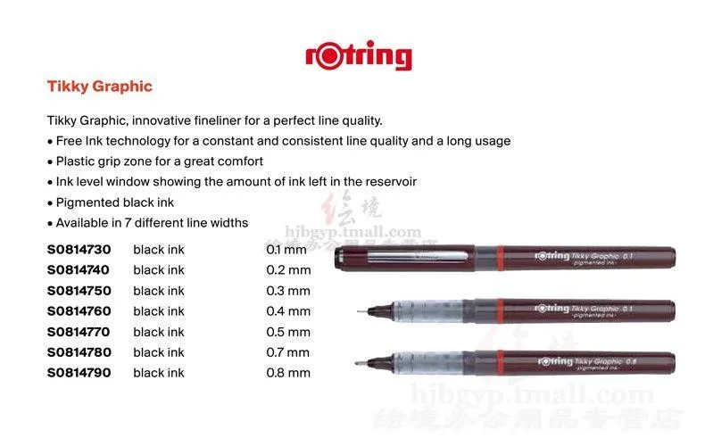 Германия Rotring Tikky графическая тонкая гелевая ручка одноразовая ручка FineLine 7 размер профессиональная графика 1 шт