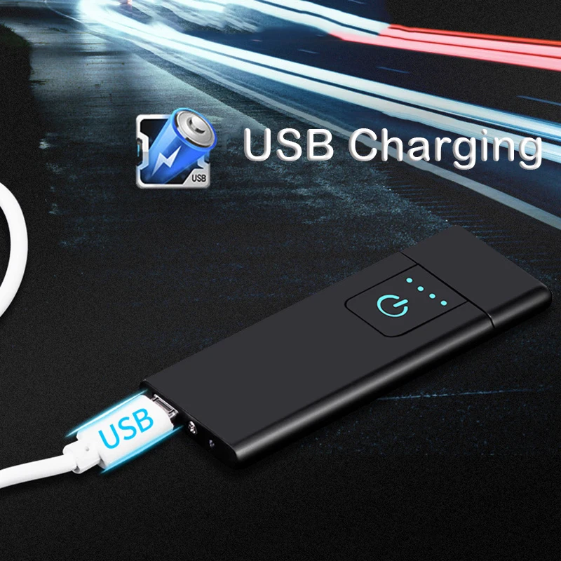 Зажигалки для сигарет ветрозащитный негорящий Ультратонкий USB перезаряжаемая сенсорная металлическая зажигалка Вольфрамовая турбо для курения