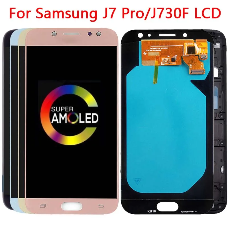 

SUPER AMOLED J730 LCD For Samsung Galaxy J7 Pro 2017 J730 J730F LCD Frame Touch Screen Replacement Digitizer Assembly LCD Screen