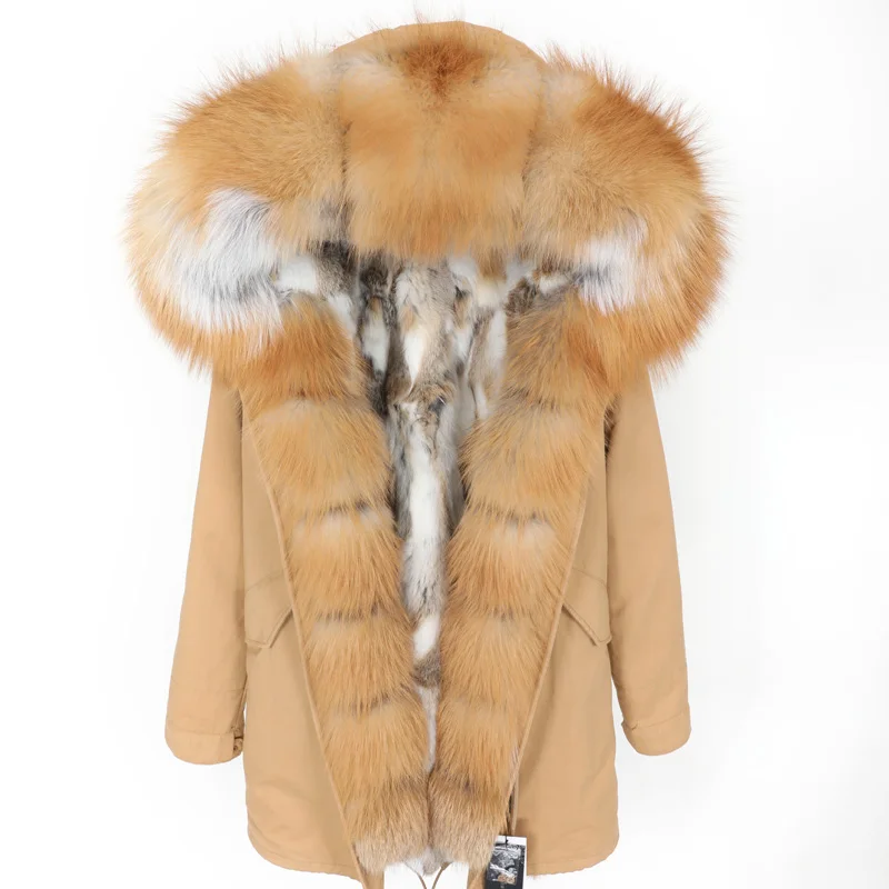 MAOMAOKONG2019 новое зимнее пальто с воротником из натурального Лисьего меха женская куртка с подкладкой из натурального меха кролика Женская одежда - Цвет: 18