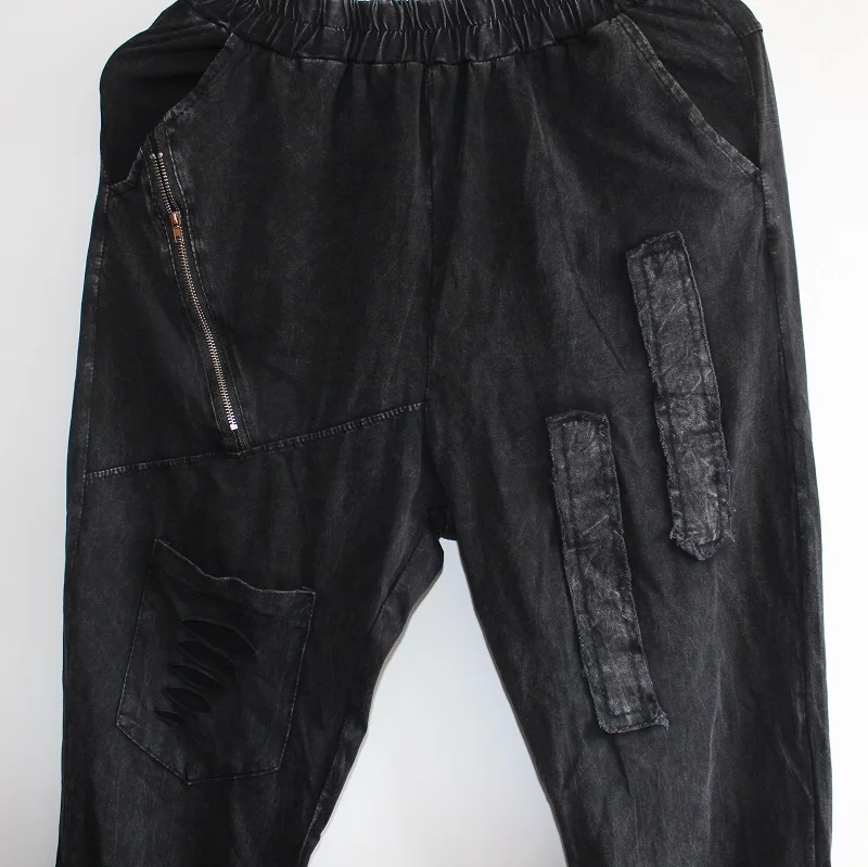 Модные штаны шаровары в стиле панк рок для женщин Pantalon Femme повседневные уличные