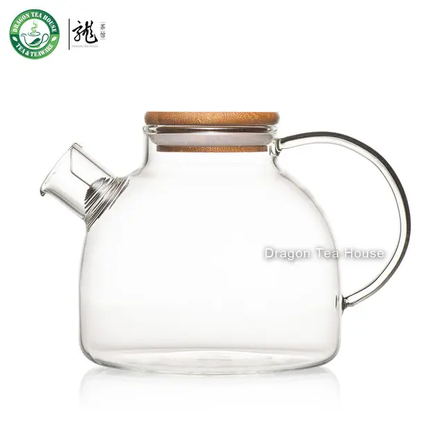 Clear Glass Teapot Water Tea Kettle with Bamboo Lid and Filter 950ml 32