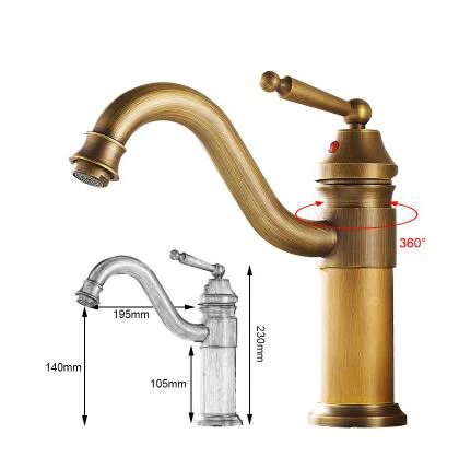 Ванная комната античная бронза кран Высокий сосуд Раковина Смесители смеситель горячей и холодной воды кран античная бронза EL5002 - Цвет: 230mm High