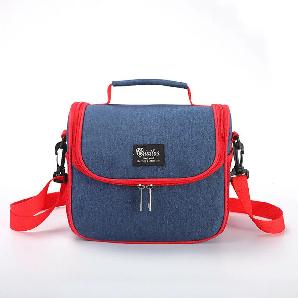 Новейшая модная сумка для обеда мешок горячий холодный Термоизолированный охладитель работы школы дорожные сумки для пикника - Цвет: Синий