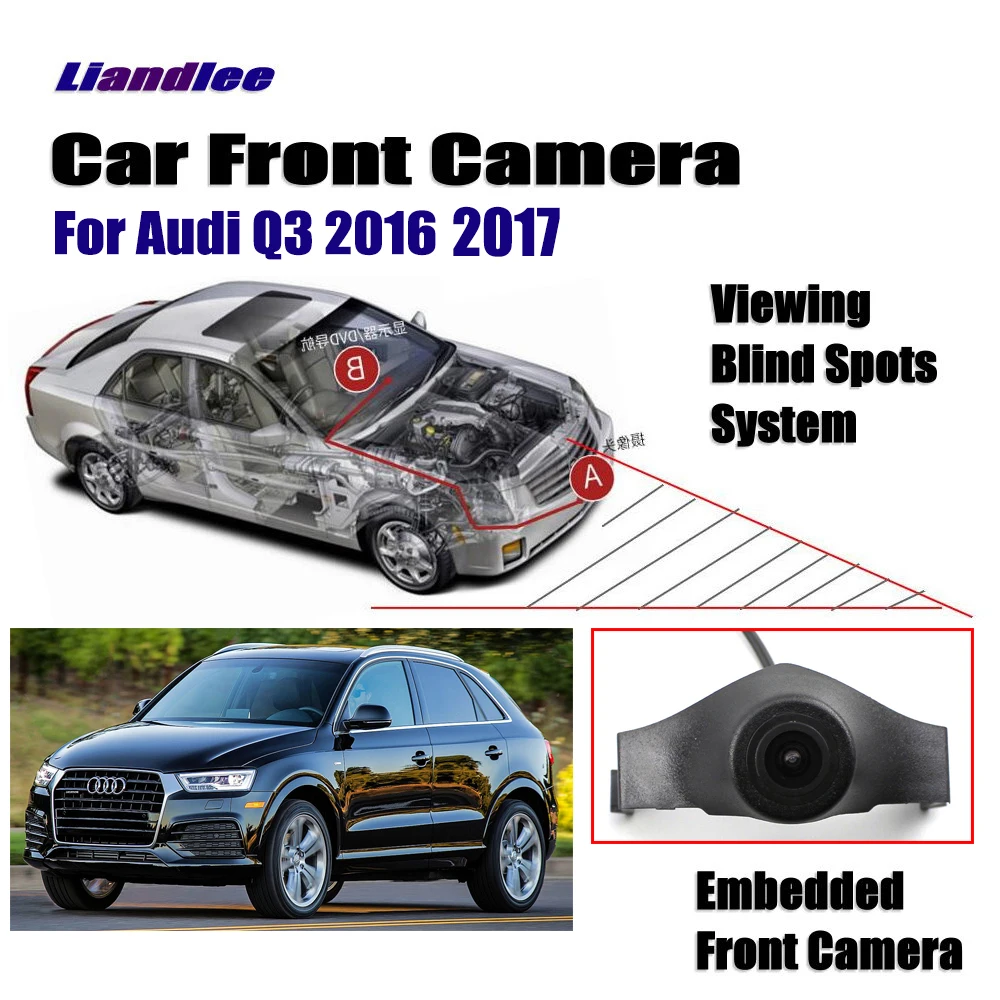

Liandlee Car Front View Camera Grill Embedded For Audi Q3 2016 2017 / 4.3" LCD Display Monitor Screen / Cigarette Lighter Switch