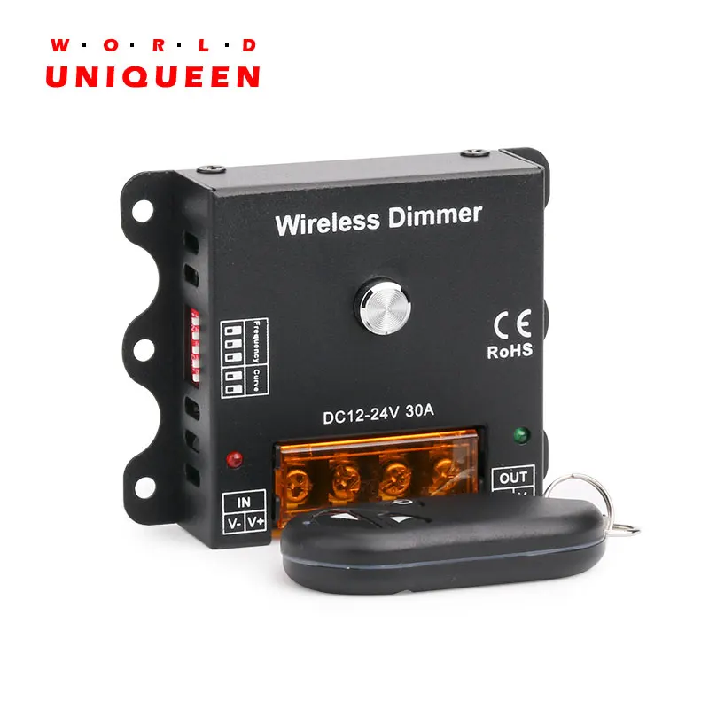 DC12 24V Частотный Регулируемый RF 433mHz дистанционный диммер 300hz 500hz 700hz 1khz 5khz 10khz 30A