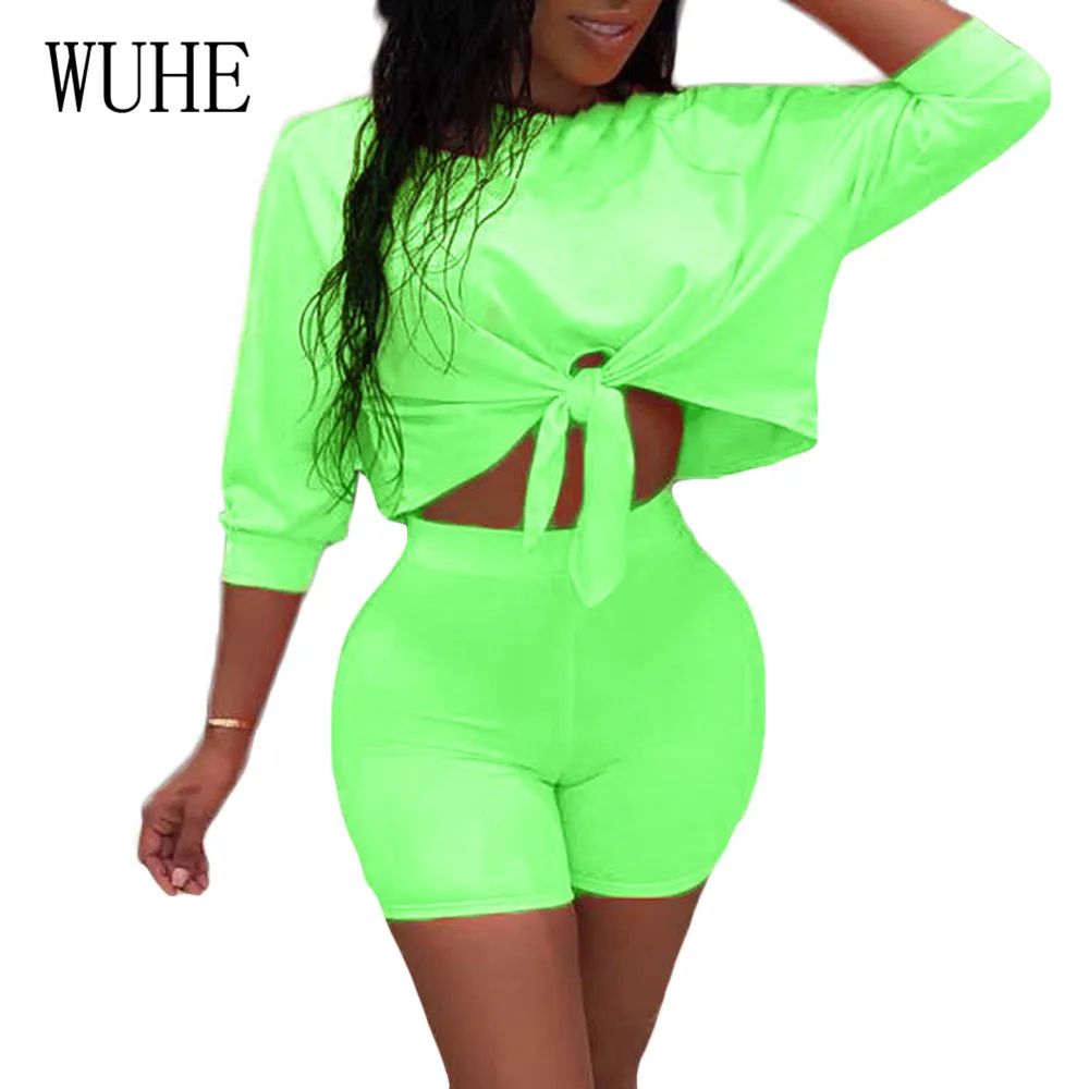 

WUHE Rompers Women Casual Lace-up Hollow Out Two Pieces Sets Playsuits Femme Summer Bodycon Bandage Jumpsuits Plus Size 3XL