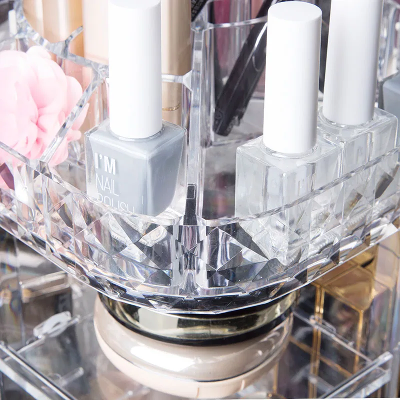 Rotatable Acrylic Cosmetic Storage Box Lipstick Display Stand Multilayer Nail Polish Rack Holder Women Makeup Organizer Case7