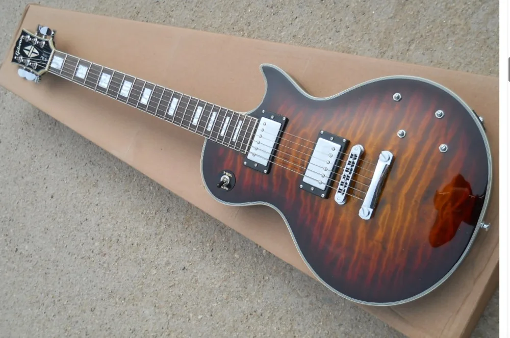 

Top quality GYLP-3066 VS color with tiger stripes cover rosewood fretboard LP Electric Guitar, Free shipping