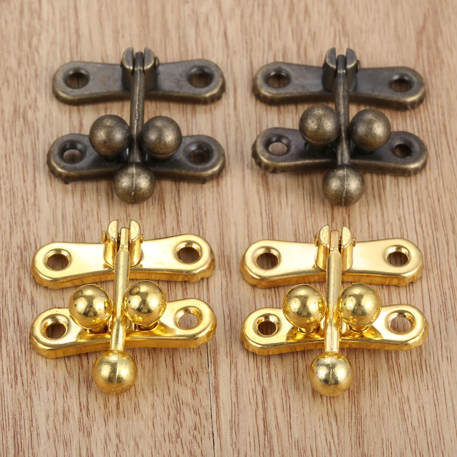 

DRELD 2Pcs 39*38mm Gold Furniture Locked Box Suitcase Toggle Latch Buckles Zinc Alloy Wooden Box Latch Hasps Furniture Hardware