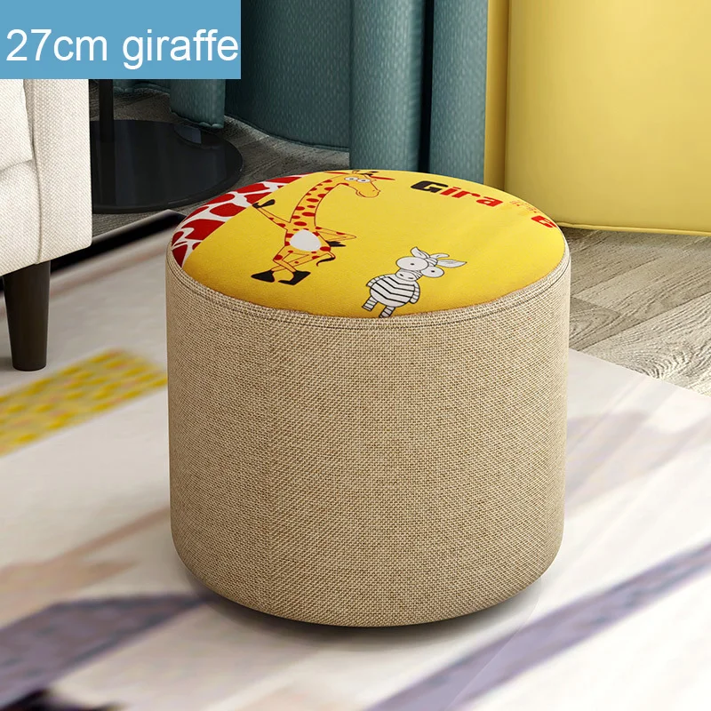 Creative stool fashion sofa stool fabric stool living room wood frame stool small bench home simple ottoman child seater 27cm images - 6