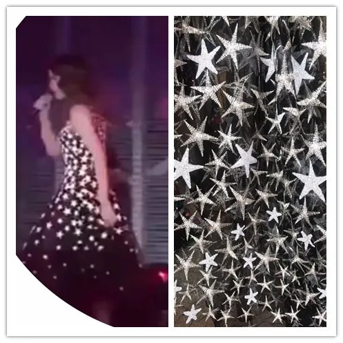 

New design good quality embroidered tulle lace fabric with sequins african lace fabric L-7413