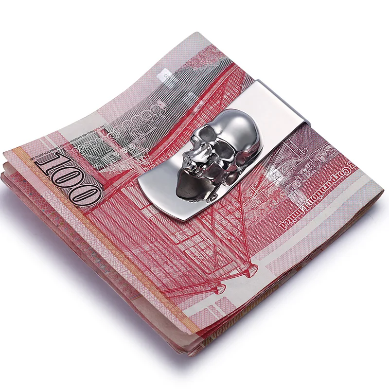 Metal money clip Skull Designs Men Sliver Money Clip Slim Pocket Purse Cash Holder Card Organizer Men Women Wallet