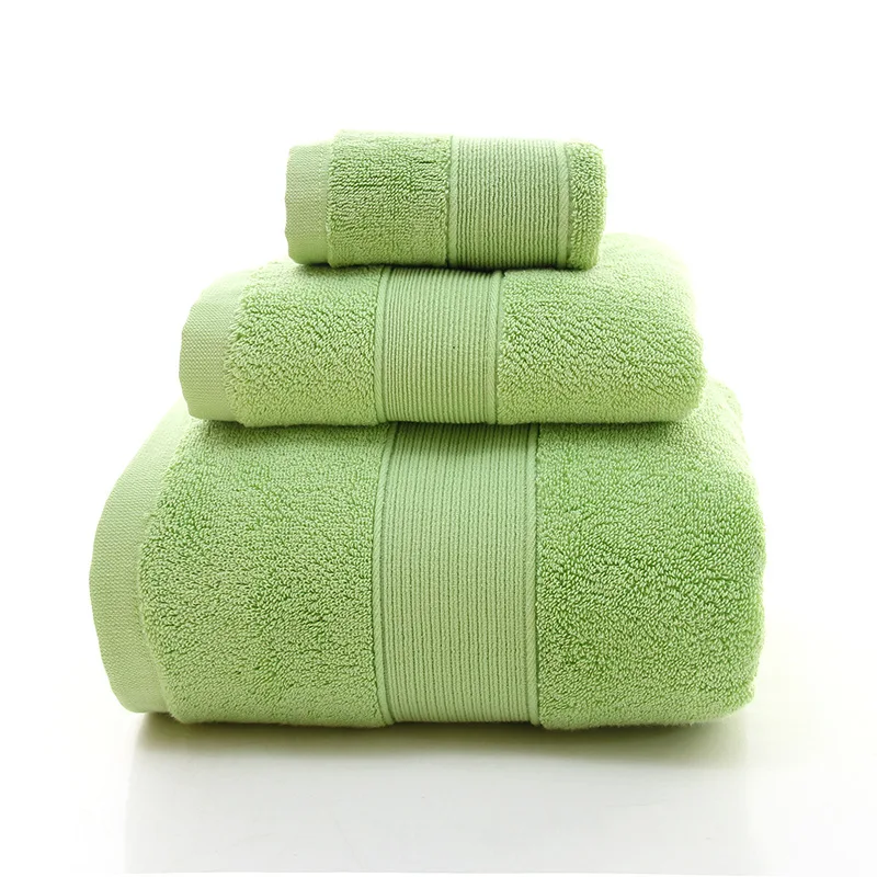 SunnyRain 3 шт толстое чесаное Хлопковое полотенце набор банное полотенце для лица для взрослых 650GSM водопоглощающее toallas - Цвет: Green