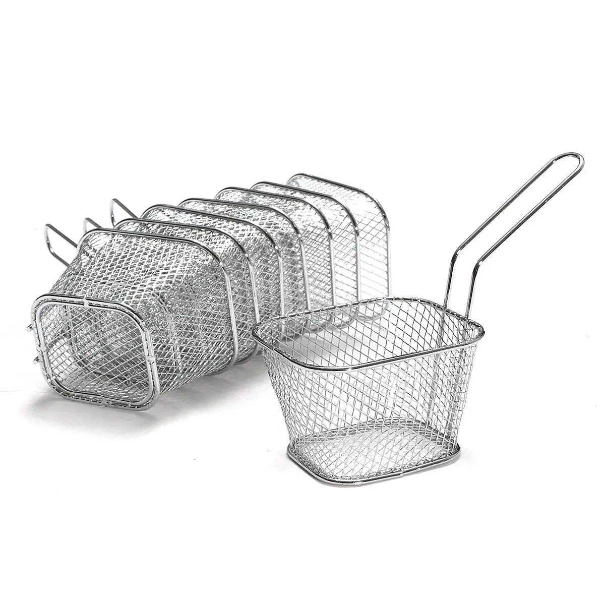 8Pcs/lot Chips Mini Fry Baskets Stainless Steel Fryer Basket Strainer