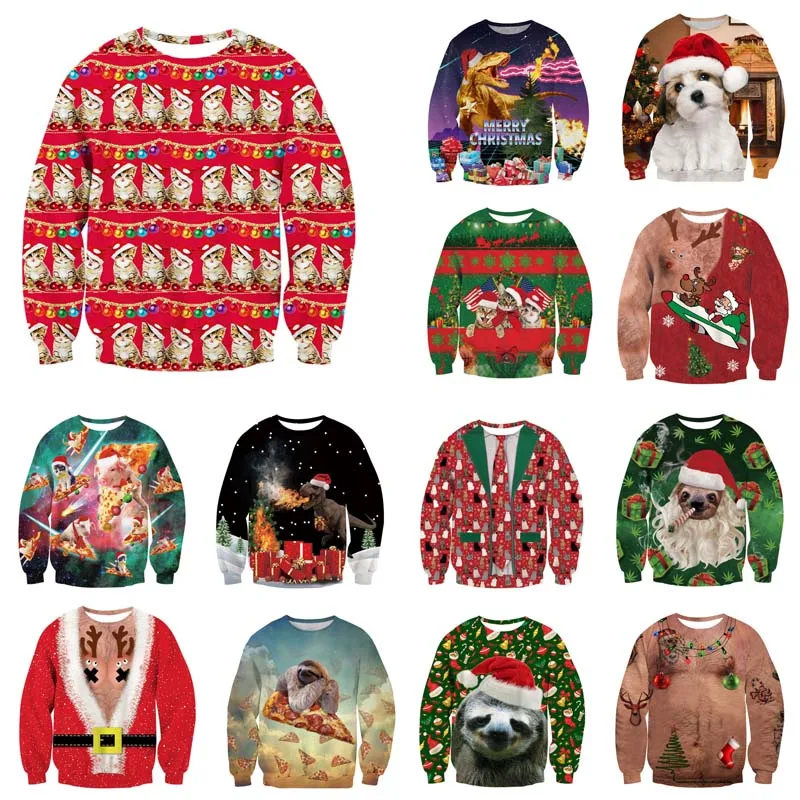 Meilleur Alisister moche noël sweat père noël imprimer sweat à capuche ample hommes femmes pull noël nouveauté automne haut d hiver
