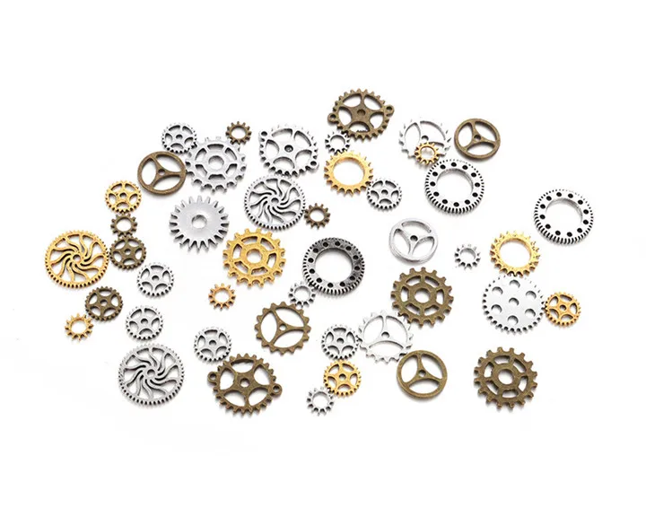 8 50g Steampunk Gears DIY Jewelry Accessories Gold Silver Gears Cog Wheel Charms Pendant Bracelet Accessories Diy Jewelry Making
