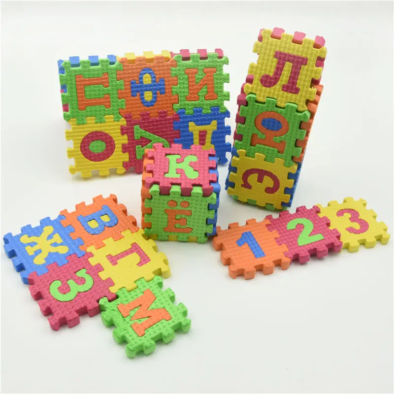 

Russian 36 pcs Alphabet Letters Number Foam Mat Puzzles Toys Colorful Puzzle Mats Early Learning Educational Toys for Children