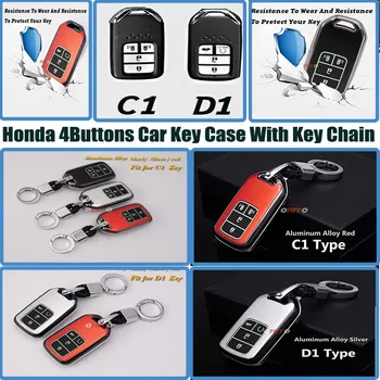 

Hot 4buttons Car Key case Remote Car key Bag cover with Auto Key chain Ring For Honda CRV Civic Accord CITY Fit Pilot Crossroad