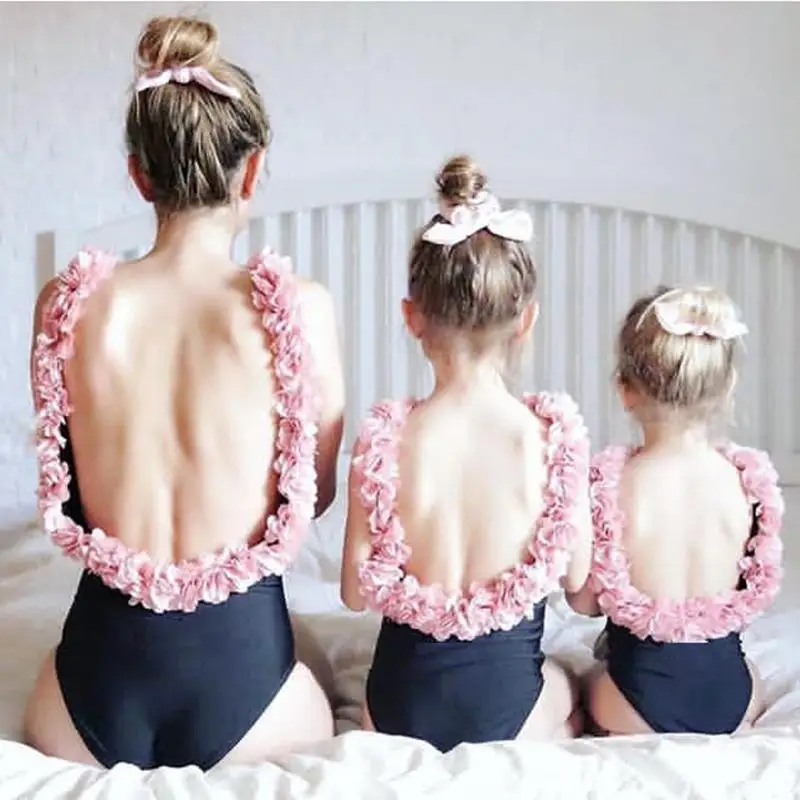 Mommy Me купальники бикини для мамы и дочки 3D Цветочные Купальники Семейные