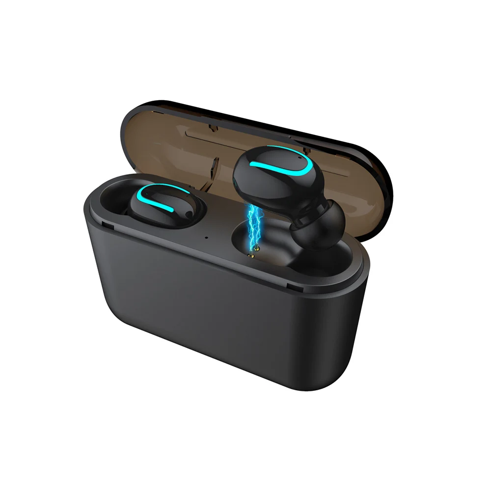 Наушники с Bluetooth 5,0, наушники с громкой связью, Q32 TWS, беспроводные наушники, спортивные наушники, игровая гарнитура, телефон - Цвет: Серый