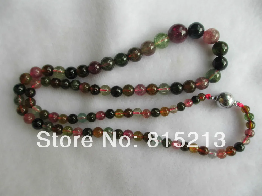

Hot sell Noble- hot sell new - HOT1247 4-10mm Natural Multi Color Tourmaline Bead necklace