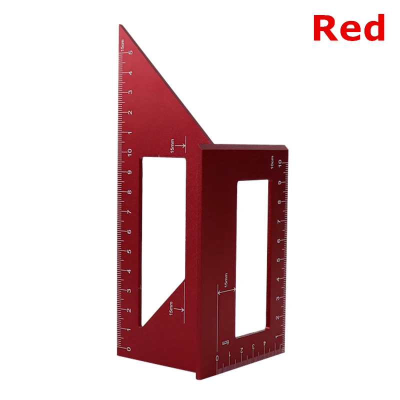 45/90 градусов квадратный угол линейка маркировочный Калибр алюминиевый сплав транспортир линия Scriber Калибр измерительный деревообрабатывающий инструмент - Цвет: Red