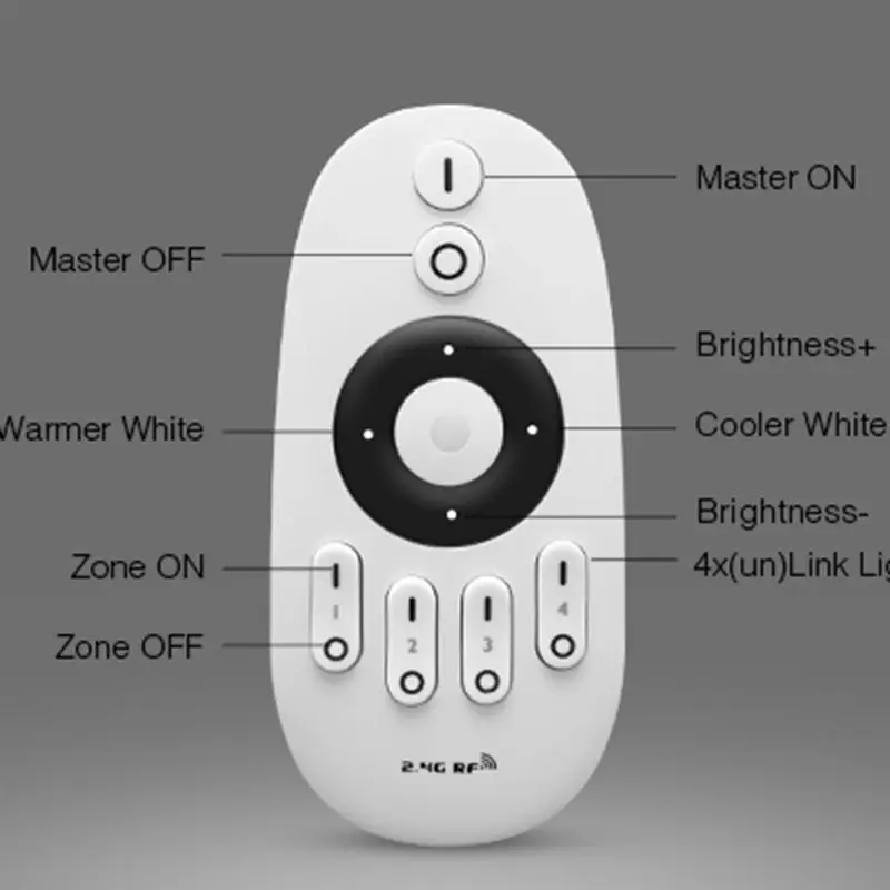 

FUT007 Milight 2.4G RF 4-Zone Remote Controller Dimmer For CW/WW Dual White Brightness Adjust & Color Temperature Dimmable Bulb