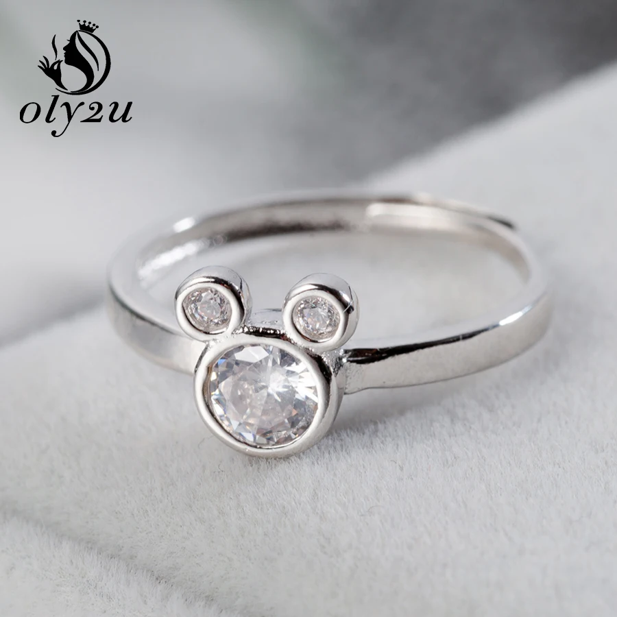 Poly2u, женские кольца с Микки-Маусом, милое кольцо с мышкой, циркон, свадебные модные ювелирные изделия, детские подарки, bijoux femme