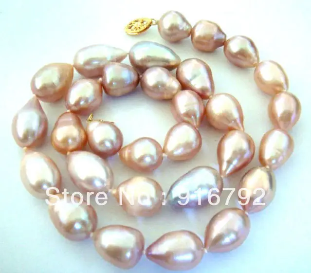 

free shipping >>>>>HUGE 18"10-12MM NATURAL SOUTH SEA GENUINE GOLD LAVENDER DROP PEARL NECKLACE