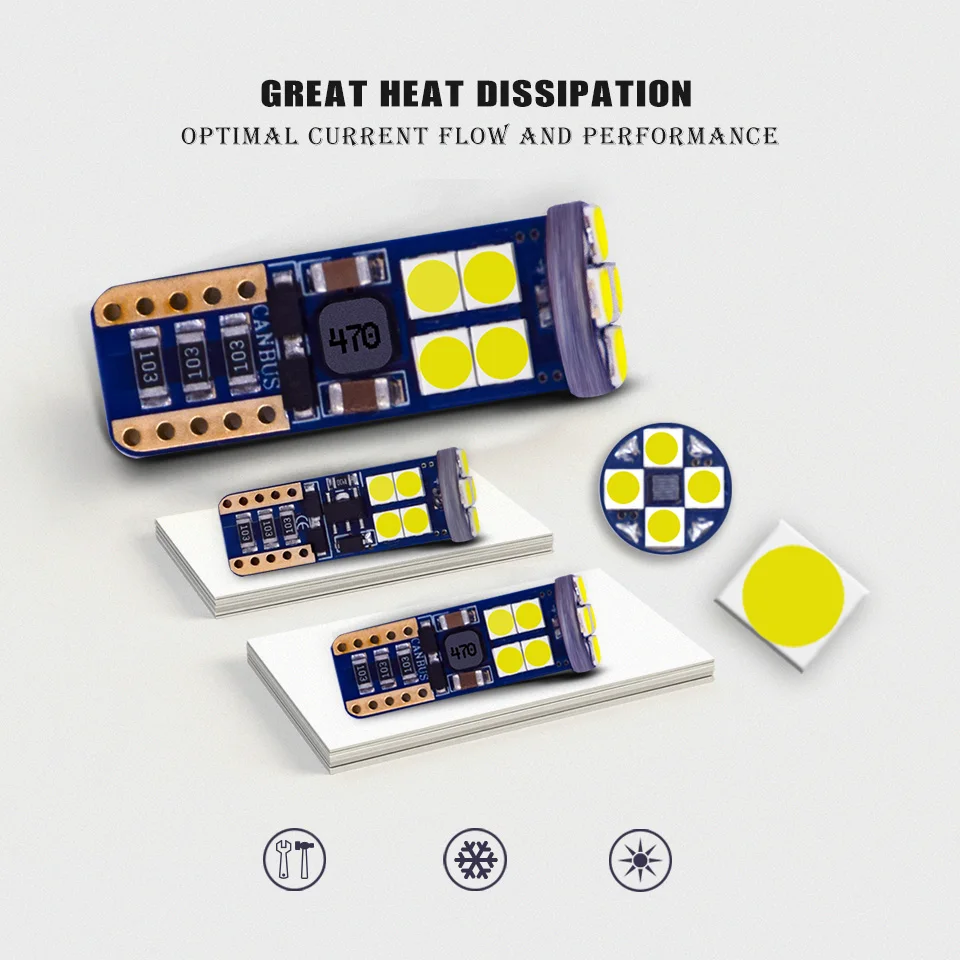 10 шт. T10 W5W светодио дный лампы 3030 SMD Canbus 12 В чип Авто светодио дный Клин Интерьер Купол Чтение парковка сигнальные лампы Белый 6500 К
