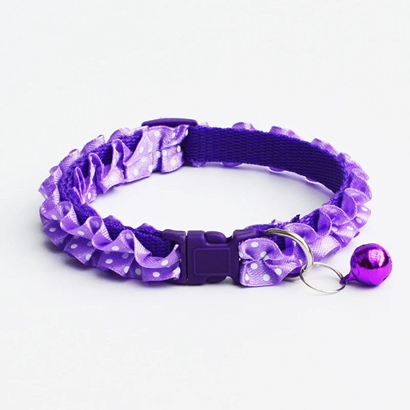 

2017 New Fashion Lace Pet Dog Puppy Cat Collars Dot Pattern Adjustable Pet Neck Chain With Bell Pet Collar for Small dogs Cats